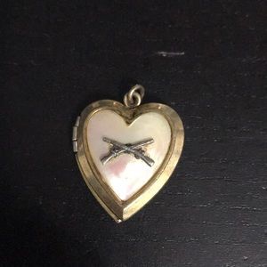 Vintage war heart locket mop pendant charm